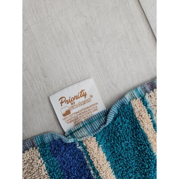 Vintage Santens Santa Fe Burgundy Aztec Geometric 80's Bath Towel Set of 2 - Picture 4 of 6